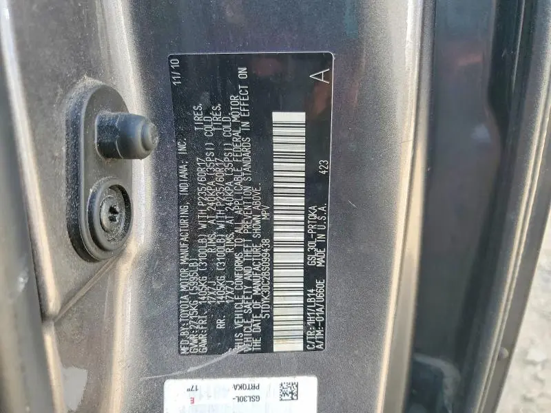 2011 TOYOTA SIENNA XLE 8-PASSENGER  