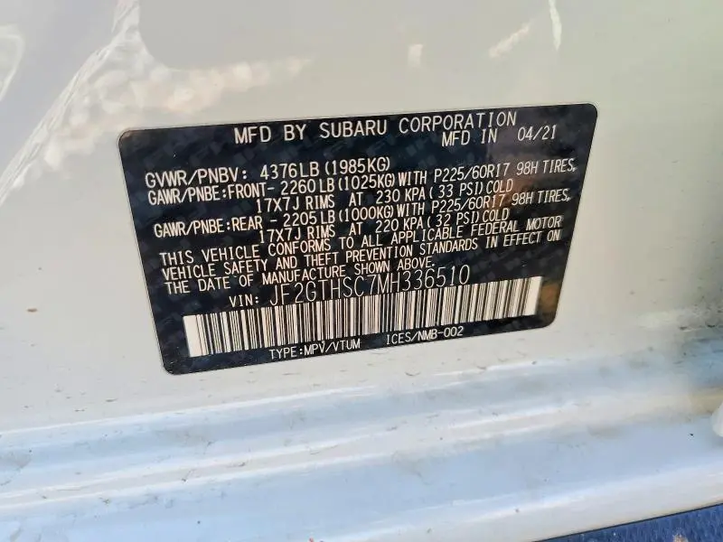 2021 SUBARU CROSSTREK SPORT  