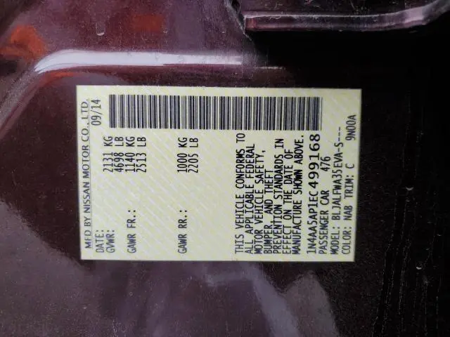 2014 NISSAN MAXIMA S  