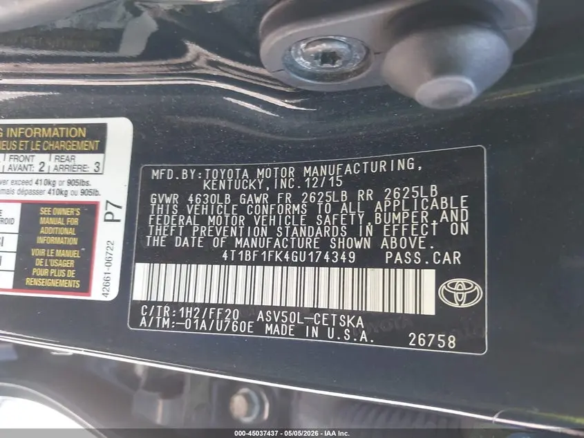 2016 TOYOTA CAMRY SE