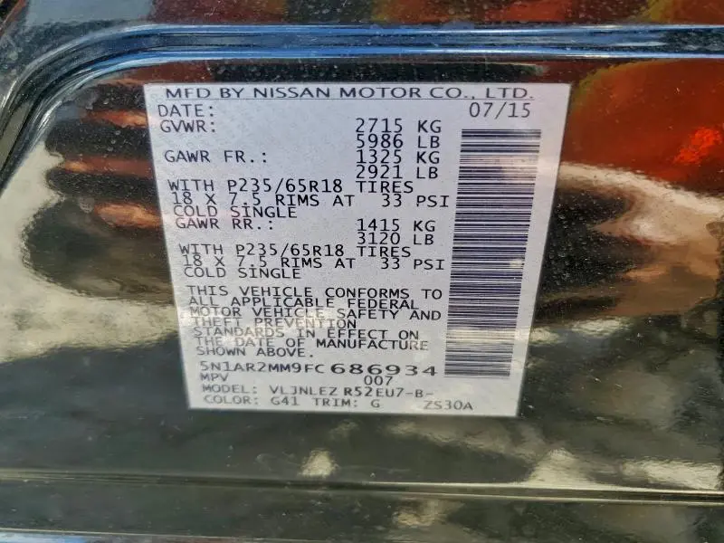 2015 NISSAN PATHFINDER S  