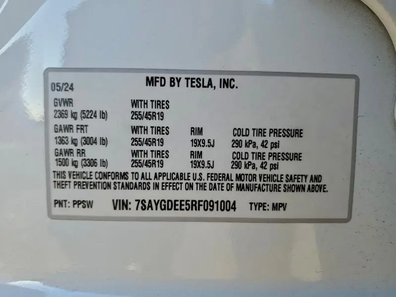 2024 TESLA MODEL Y   