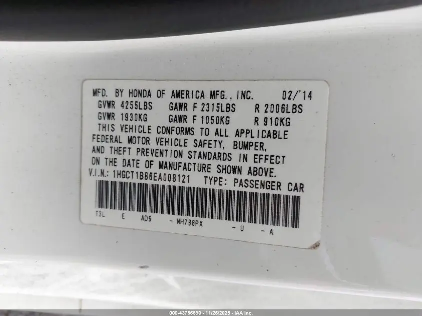 2014 HONDA ACCORD EX-L