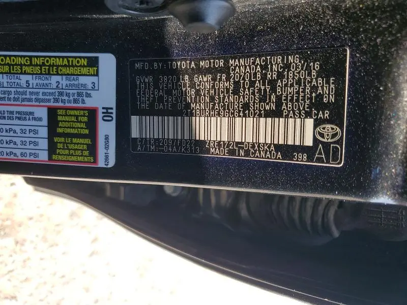 2016 TOYOTA COROLLA S PLUS  