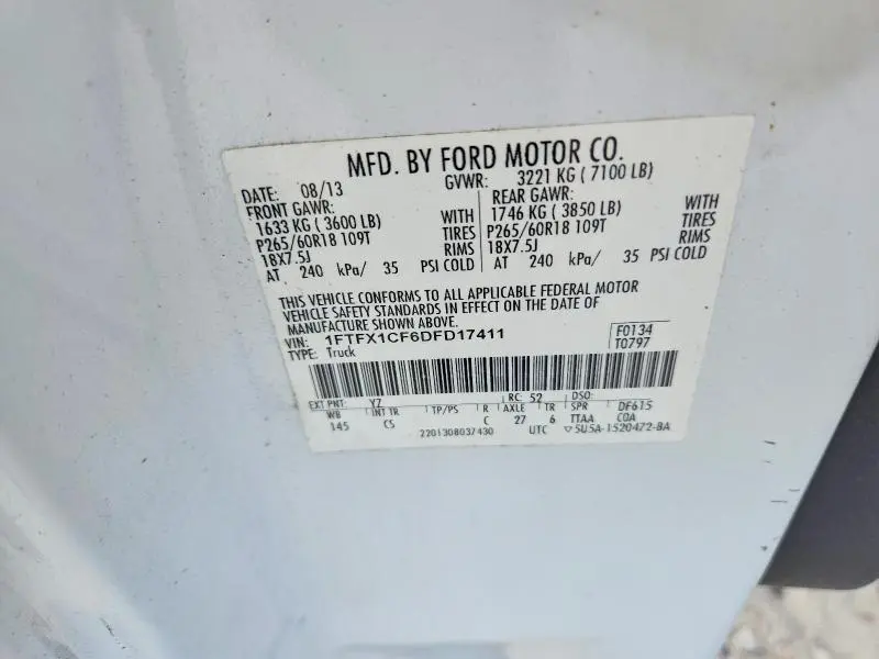 2013 FORD F150 SUPER CAB  
