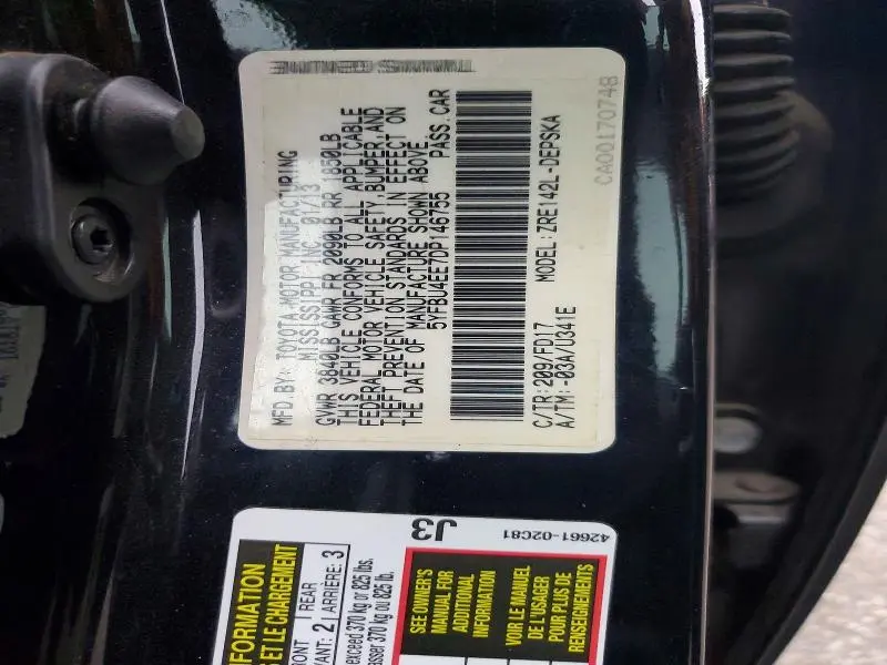 2013 TOYOTA COROLLA S  