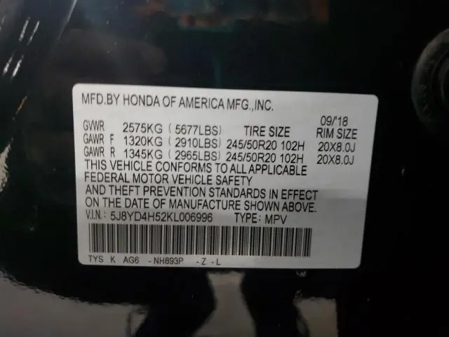 2019 ACURA MDX TECHNOLOGY  