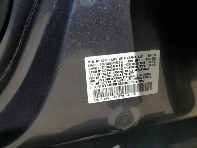 2015 HONDA PILOT TOURING  