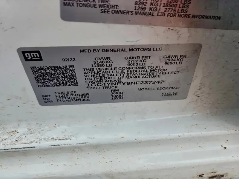 2022 CHEVROLET SILVERADO K2500 HEAVY DUTY LT  
