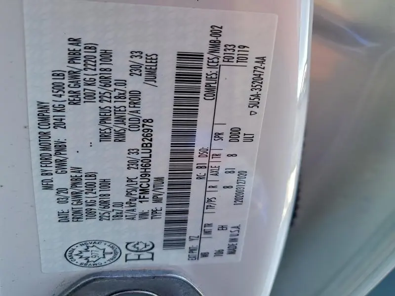 2020 FORD ESCAPE SEL  