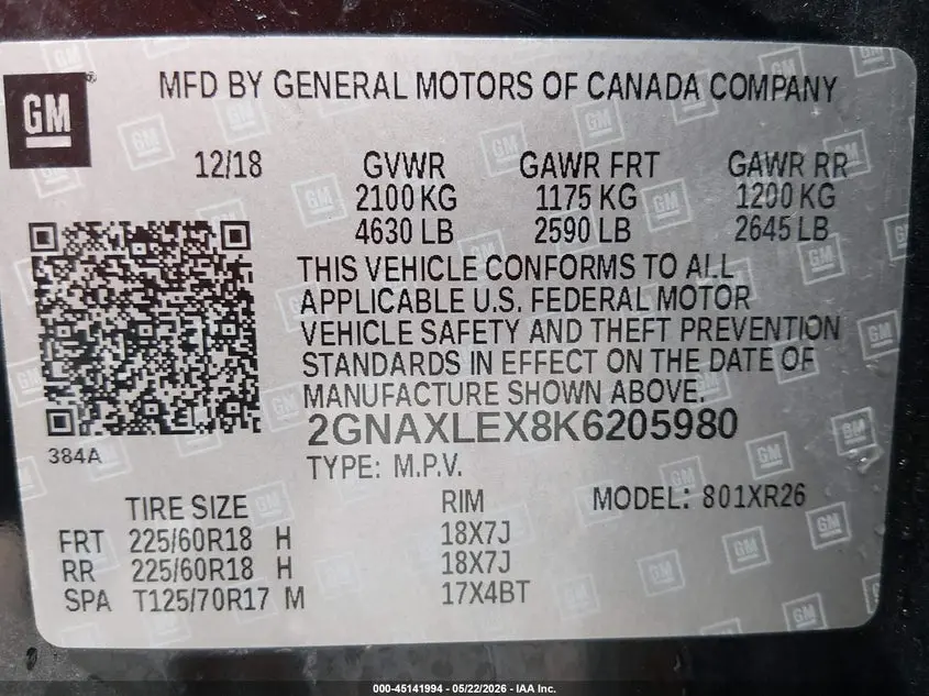 2019 CHEVROLET EQUINOX LT