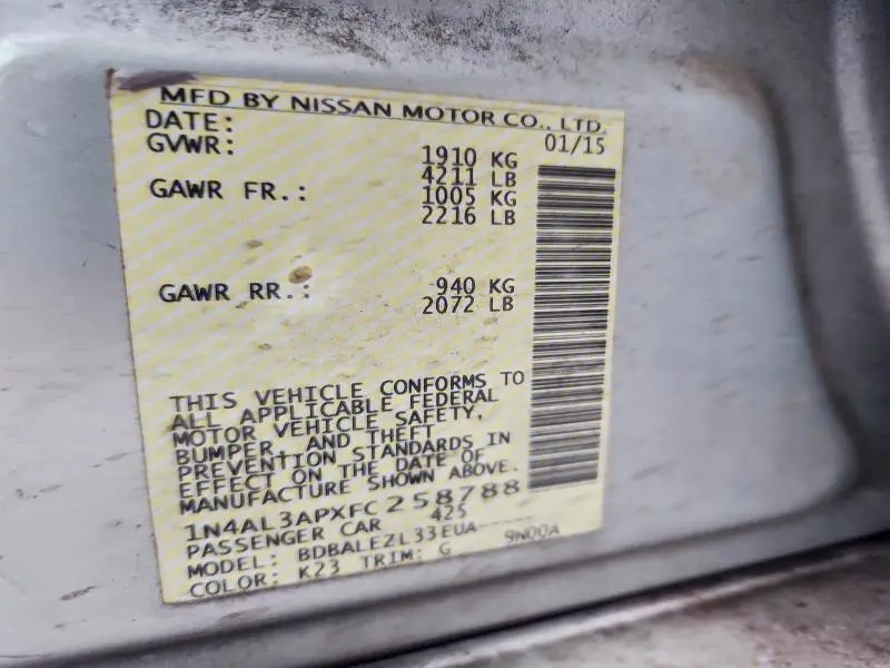 2015 NISSAN ALTIMA 2.5  