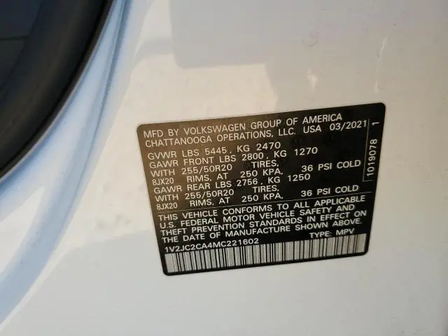 2021 VOLKSWAGEN ATLAS CROSS SPORT SE  