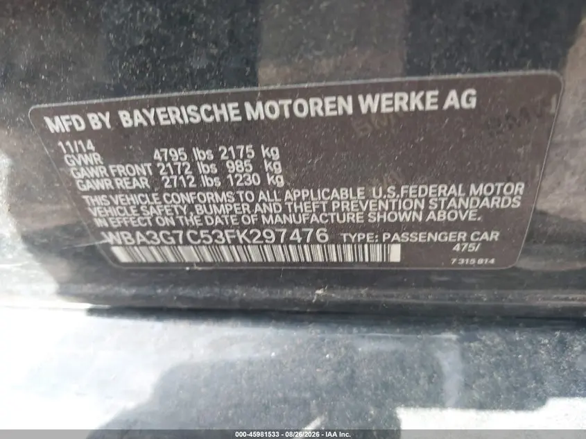 2015 BMW 328I XDRIVE