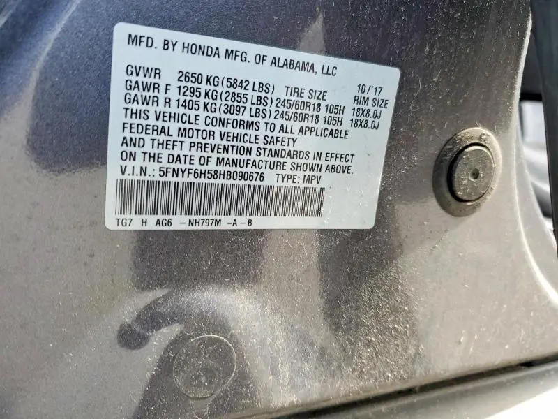2017 HONDA PILOT EXL  