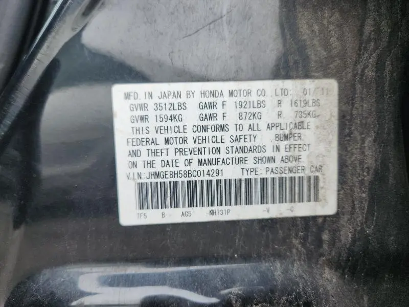 2011 HONDA FIT SPORT  
