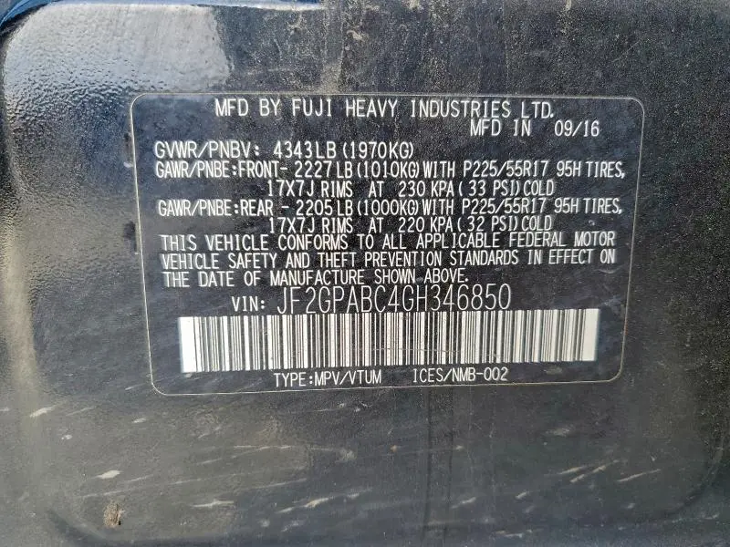 2016 SUBARU CROSSTREK PREMIUM  