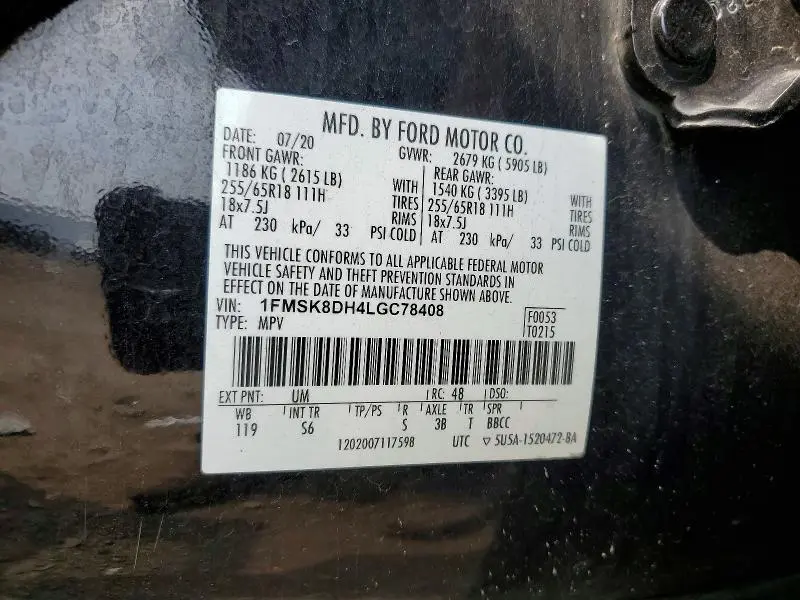 2020 FORD EXPLORER XLT  