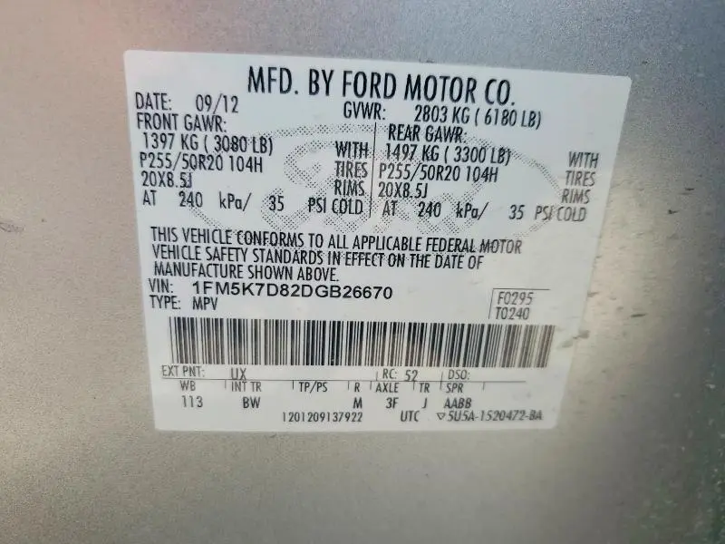 2013 FORD EXPLORER XLT  