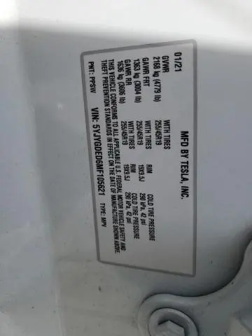 2021 TESLA MODEL Y 
