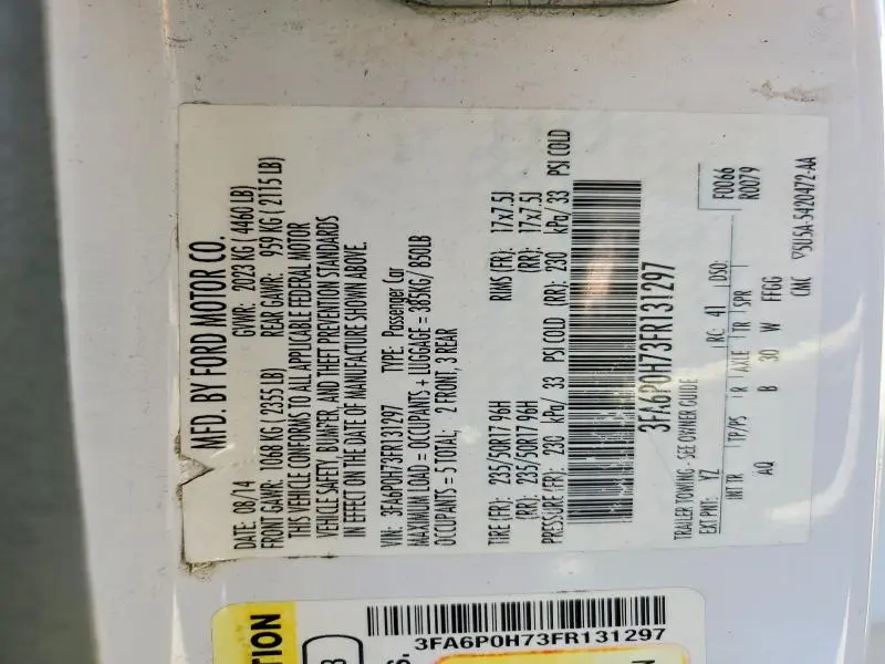 2015 FORD FUSION SE  