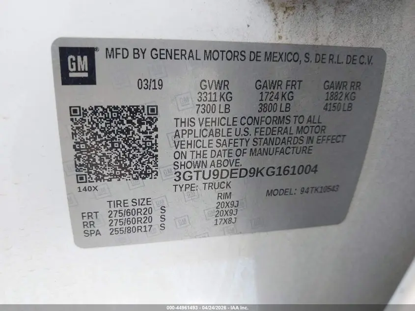 2019 GMC SIERRA 1500 SLT