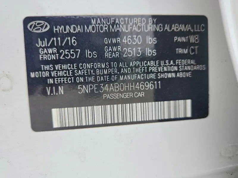 2017 HYUNDAI SONATA LIMITED 2.0T  