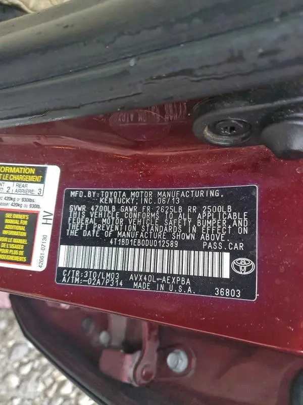 2013 TOYOTA AVALON HYBRID  