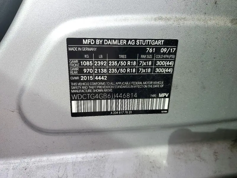 2018 MERCEDES-BENZ GLA 250 4MATIC  