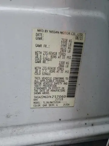 2015 NISSAN MURANO S  