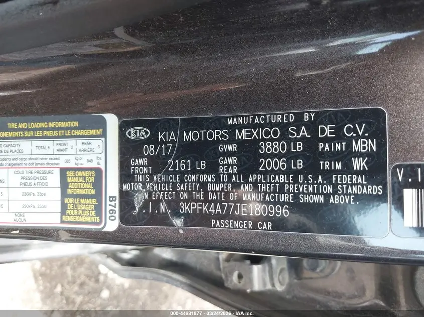 2018 KIA FORTE LX