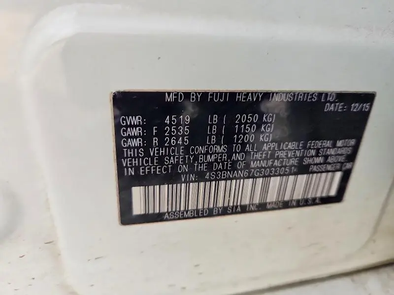 2016 SUBARU LEGACY 2.5I LIMITED  