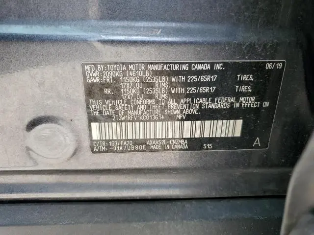 2019 TOYOTA RAV4 XLE  