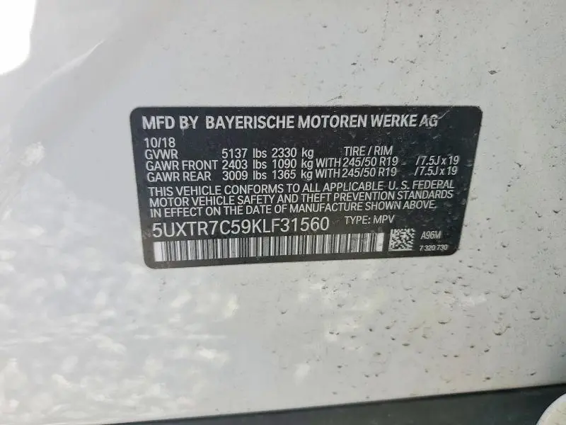 2019 BMW X3 SDRIVE30I  