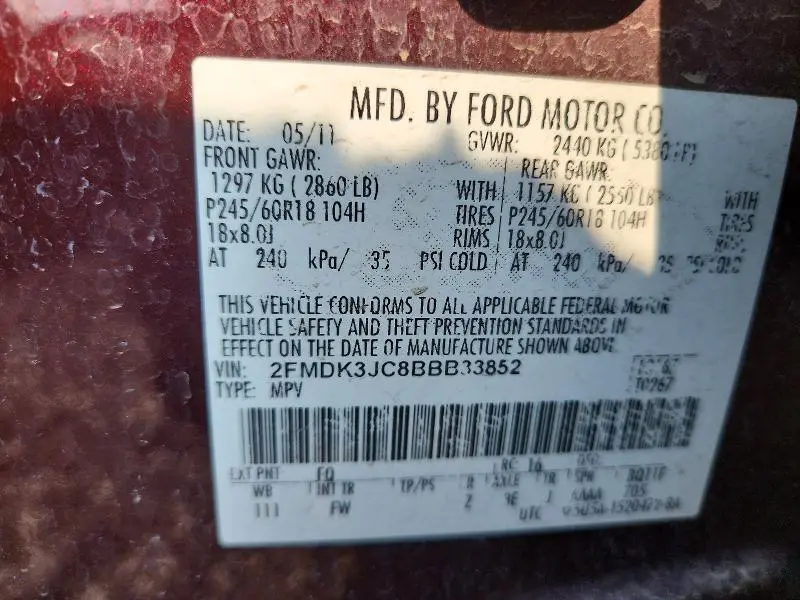 2011 FORD EDGE SEL  