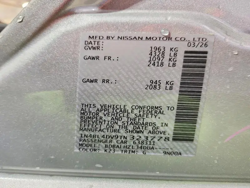 2026 NISSAN ALTIMA SV  