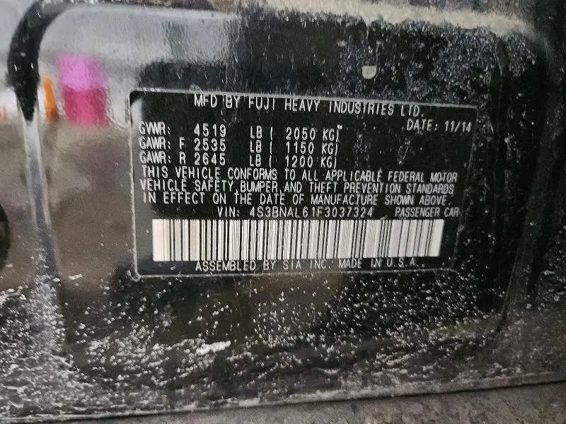 2015 SUBARU LEGACY 2.5I LIMITED  