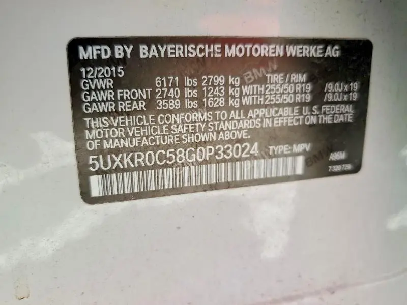 2016 BMW X5 XDRIVE35I  