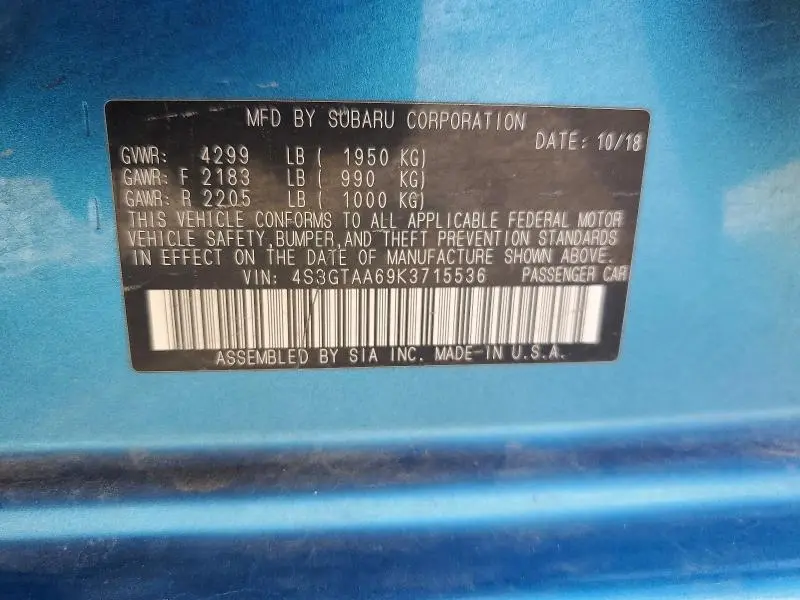 2019 SUBARU IMPREZA   