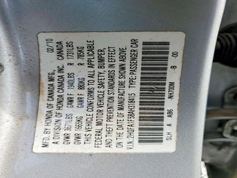 2010 HONDA CIVIC LX  