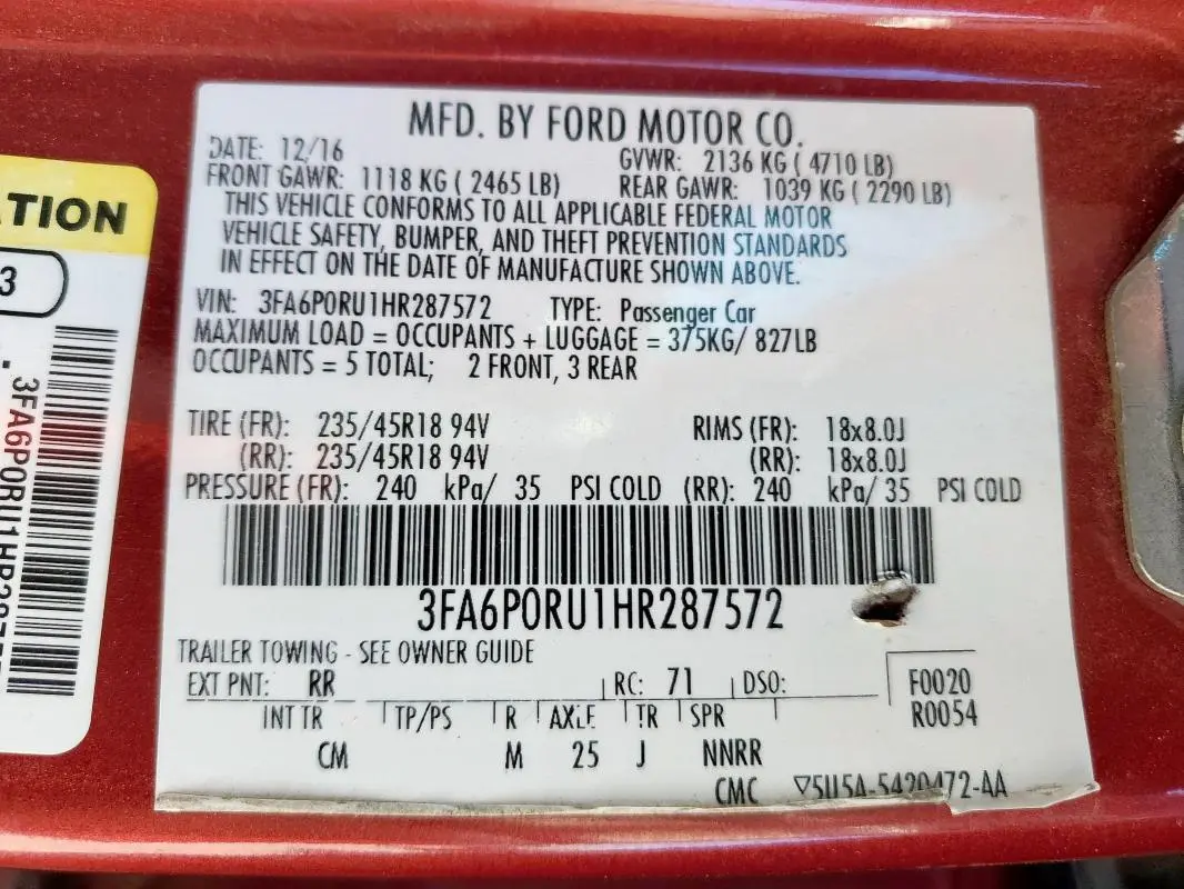 2017 FORD FUSION TITANIUM HEV  