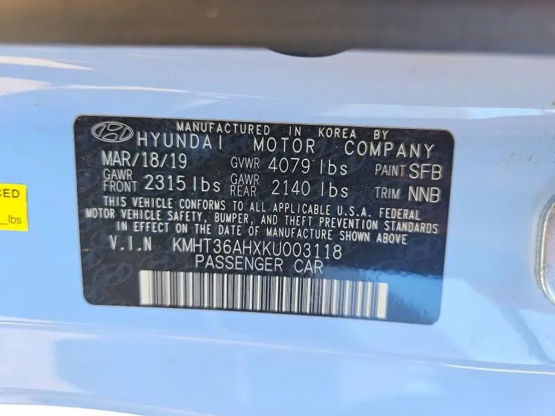 2019 HYUNDAI VELOSTER N BASE  