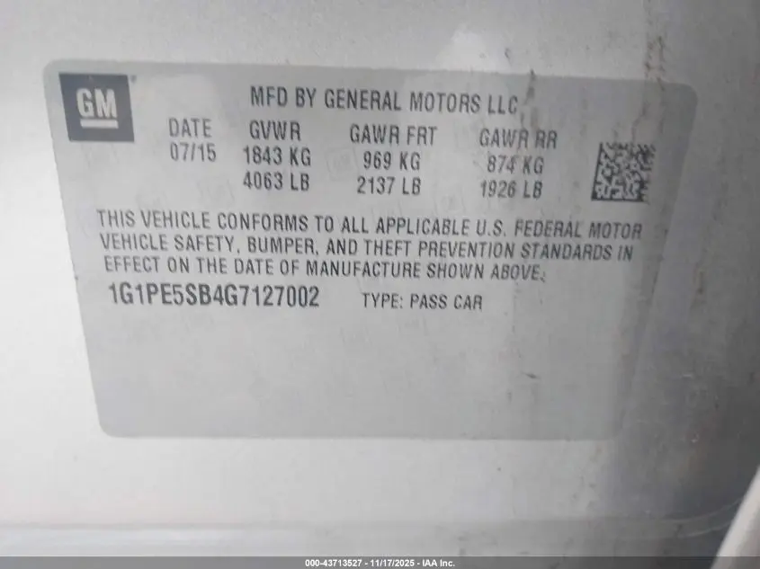 2016 CHEVROLET CRUZE LIMITED 1LT AUTO