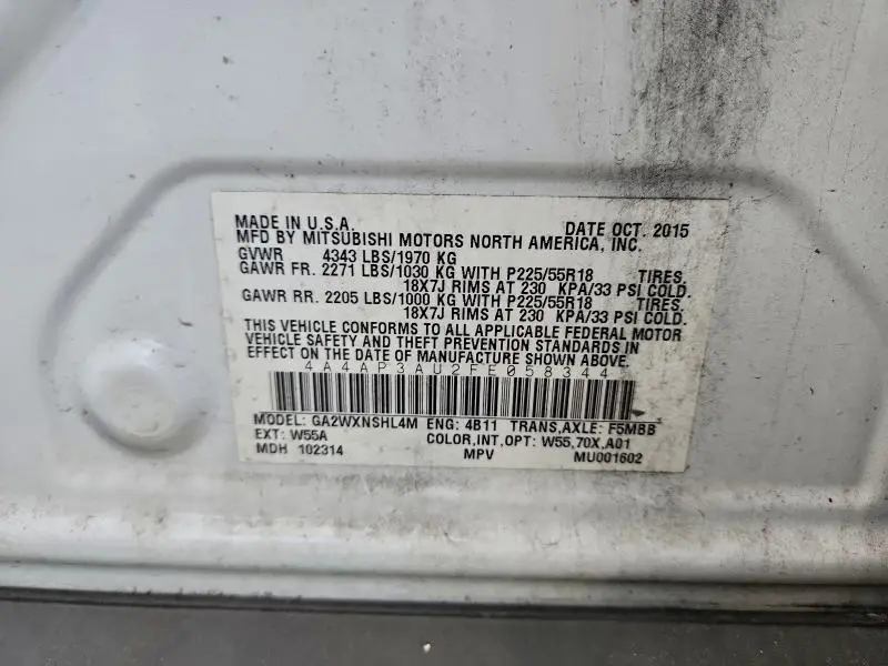 2015 MITSUBISHI OUTLANDER SPORT ES  