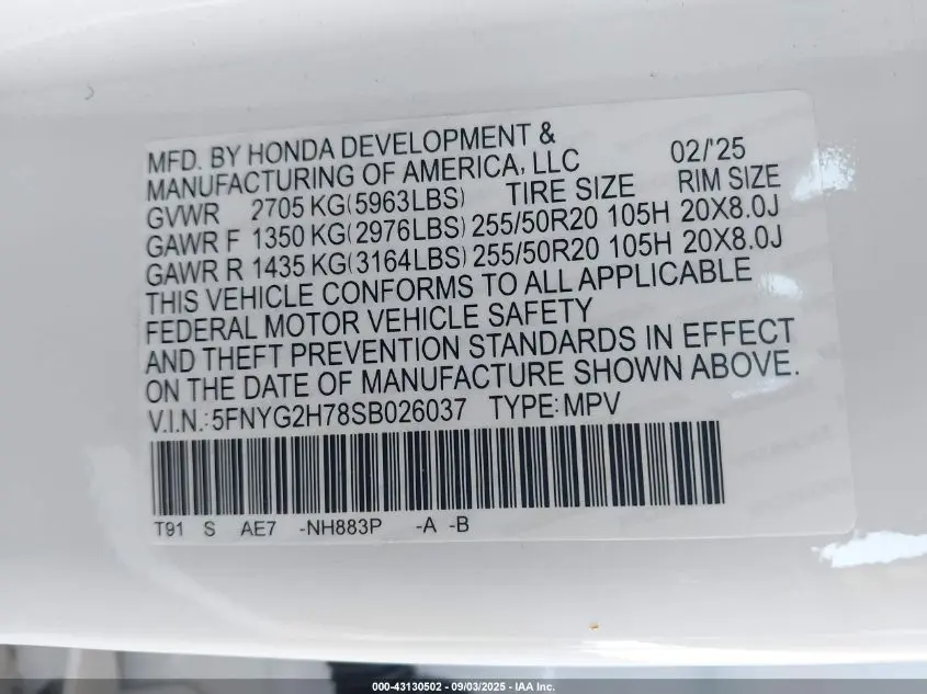 2025 HONDA PILOT TOURING