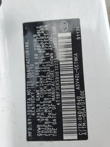2011 TOYOTA CAMRY BASE  