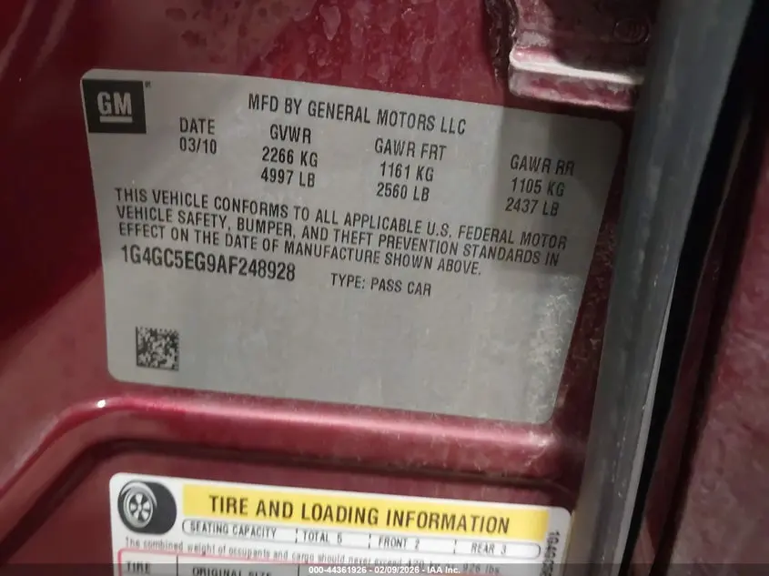 2010 BUICK LACROSSE CXL