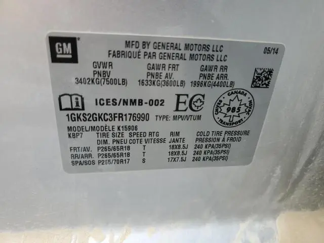 2015 GMC YUKON XL K1500 SLE  