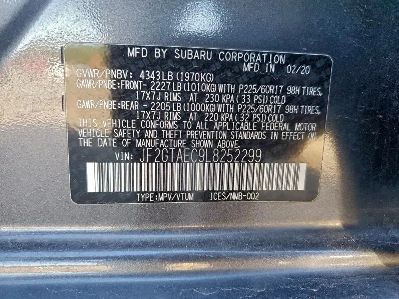 2020 SUBARU CROSSTREK PREMIUM  