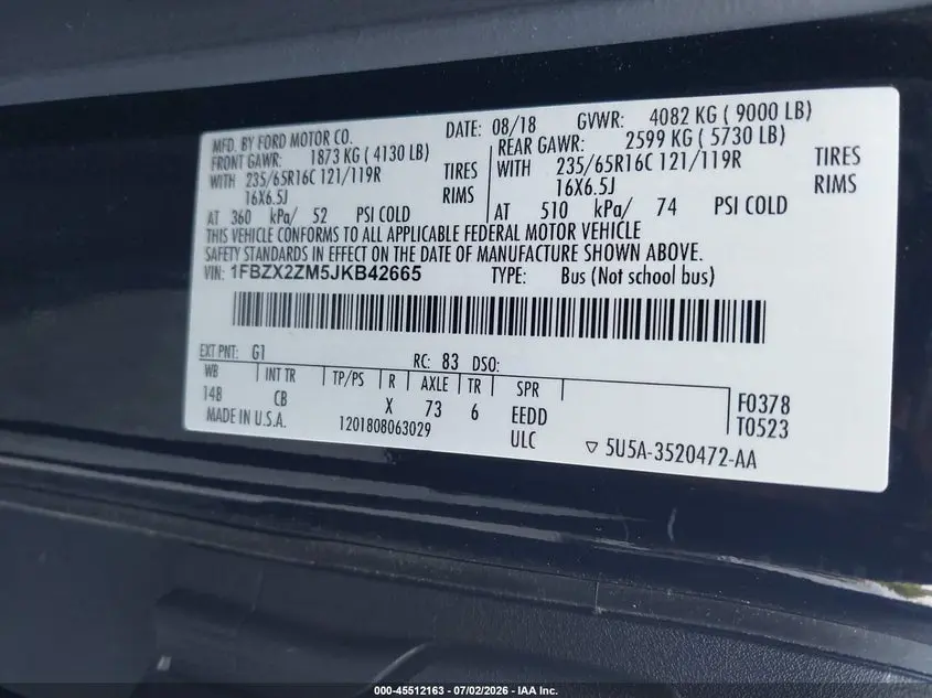2018 FORD TRANSIT-350 XL/XLT